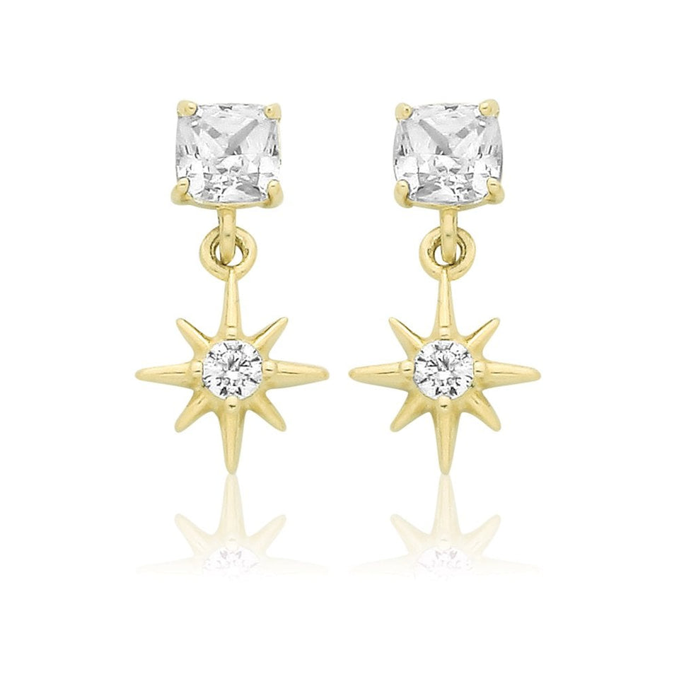 Francis & Gaye 9ct Yellow Gold Star Drop Earring Studs