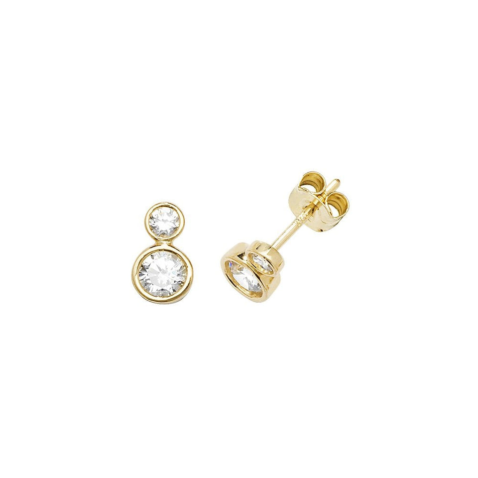 Francis & Gaye 9ct Yellow Gold Stone Set Circle Earrings