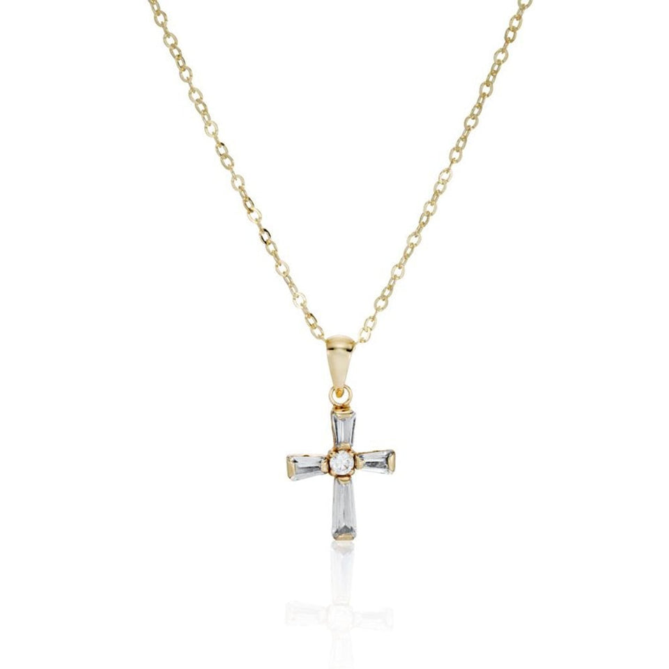 Francis & Gaye 9ct Yellow Gold Stone Set Cross Necklace