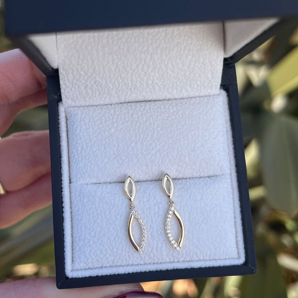 Francis & Gaye 9ct Yellow Gold Stone Set Drop Earrings