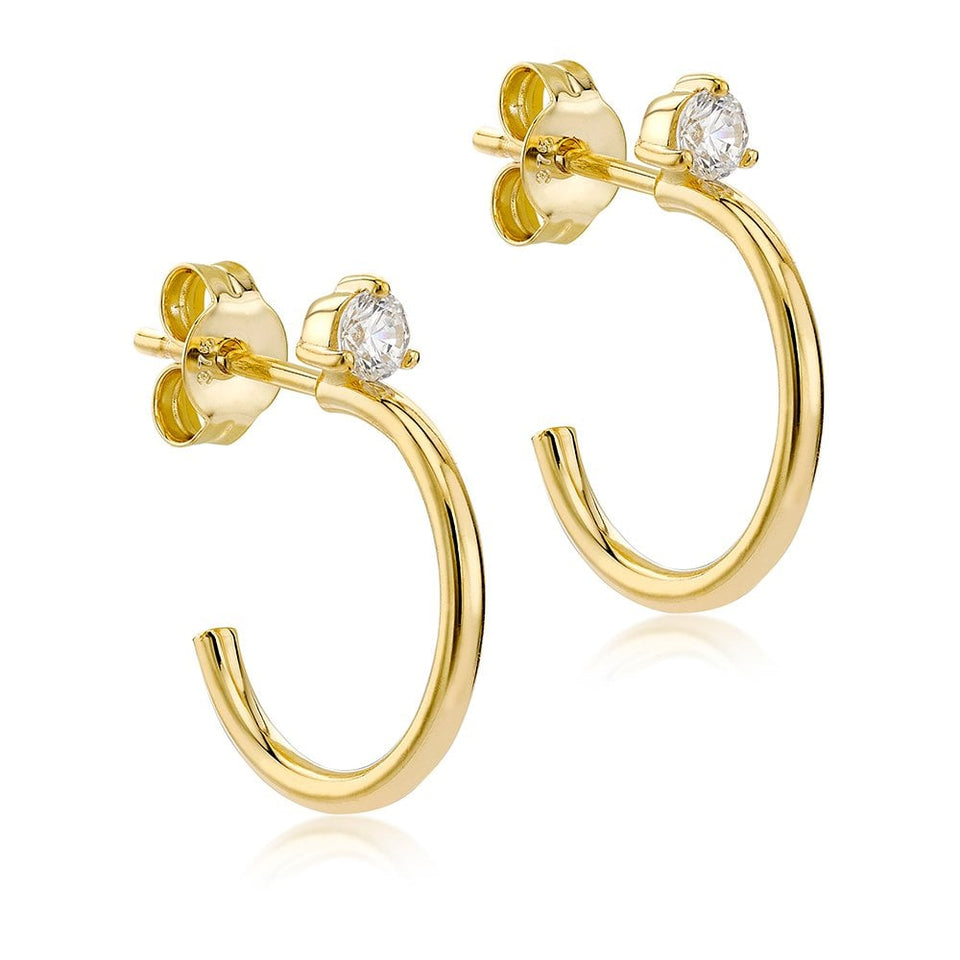Francis & Gaye 9ct Yellow Gold Stone Set Half Hoop Earrings