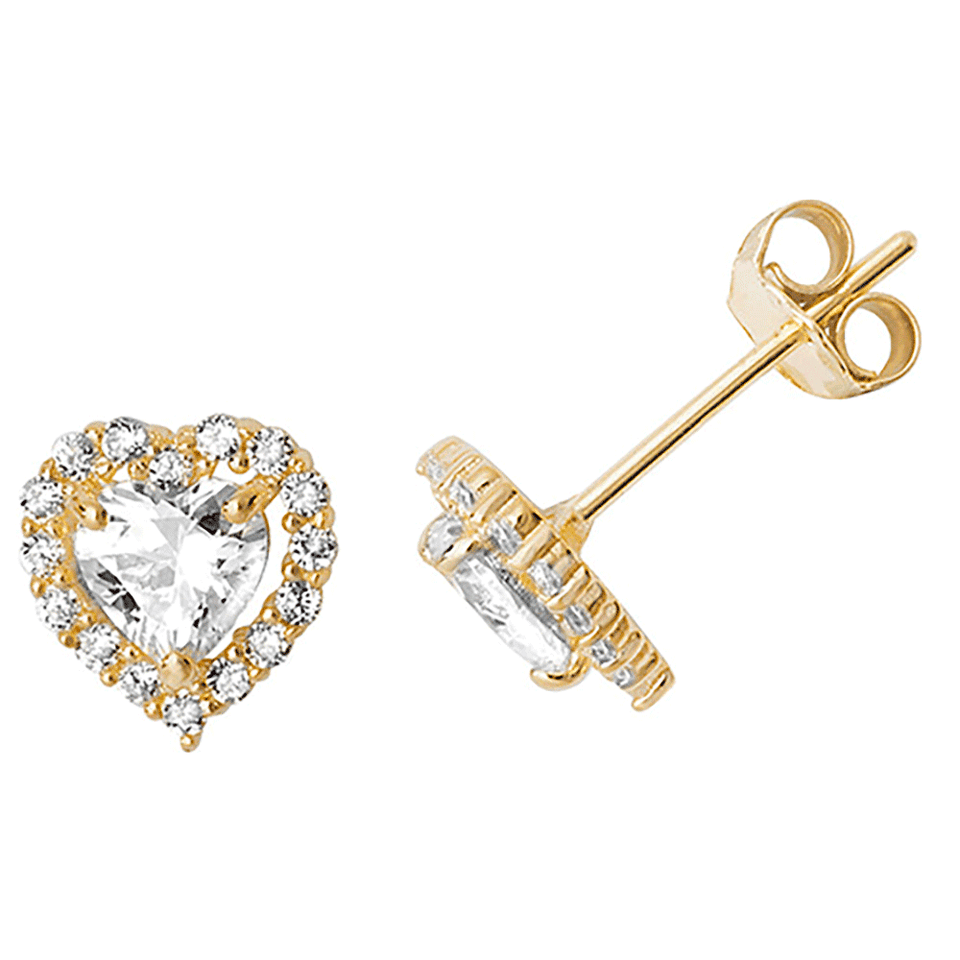 Francis & Gaye 9ct Yellow Gold Stone Set Heart Earrings