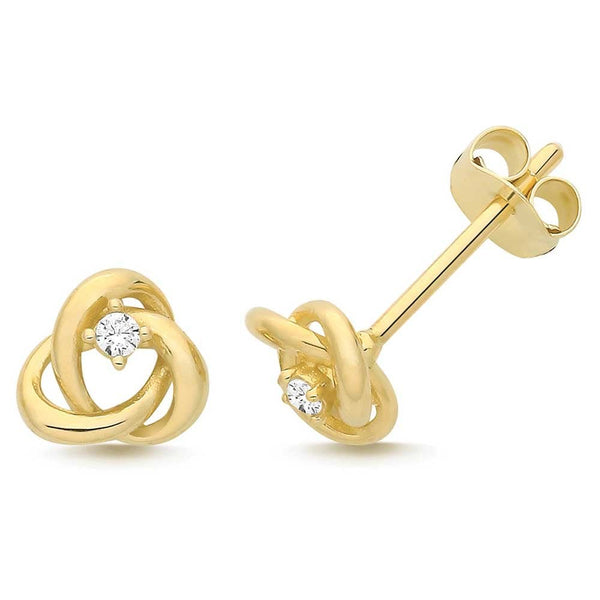 Francis & Gaye 9ct Yellow Gold Stone Set Knot Earring Studs