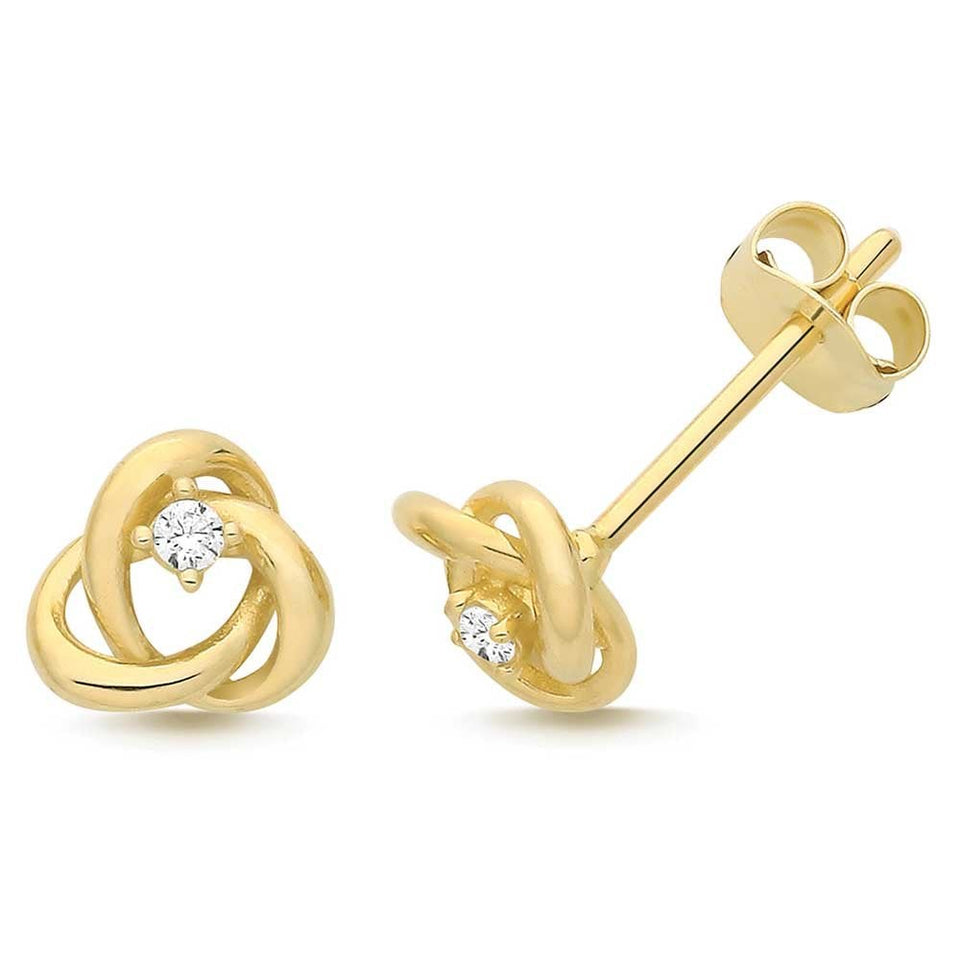 Francis & Gaye 9ct Yellow Gold Stone Set Knot Earring Studs