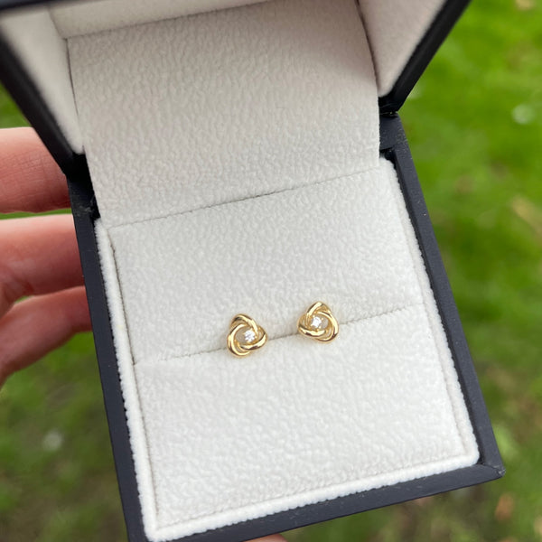 Francis & Gaye 9ct Yellow Gold Stone Set Knot Earring Studs