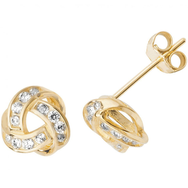 Francis & Gaye 9ct Yellow Gold Stone Set Knot Earrings