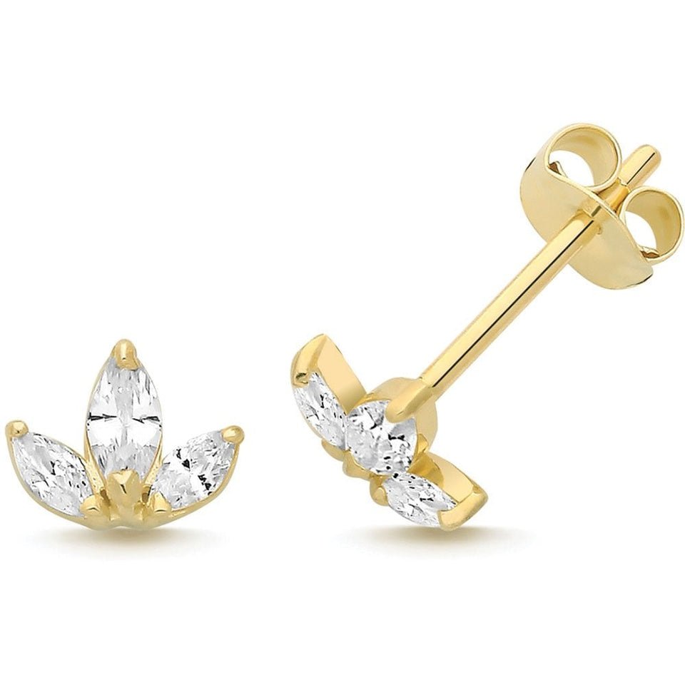 Francis & Gaye 9ct Yellow Gold Stone Set Lotus Studs