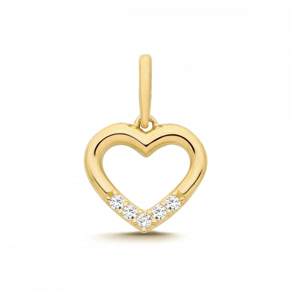 Francis & Gaye 9ct Yellow Gold Stone Set Open Heart Charm