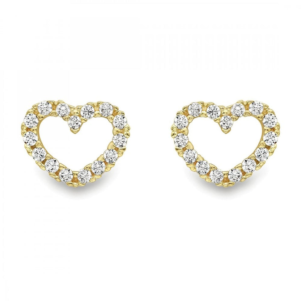Francis & Gaye 9ct Yellow Gold Stone Set Open Heart Studs