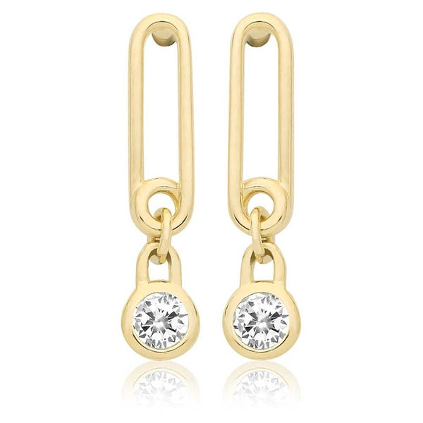 Francis & Gaye 9ct Yellow Gold Stone Set Safety Pin Earrings