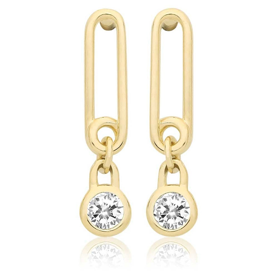 Francis & Gaye 9ct Yellow Gold Stone Set Safety Pin Earrings