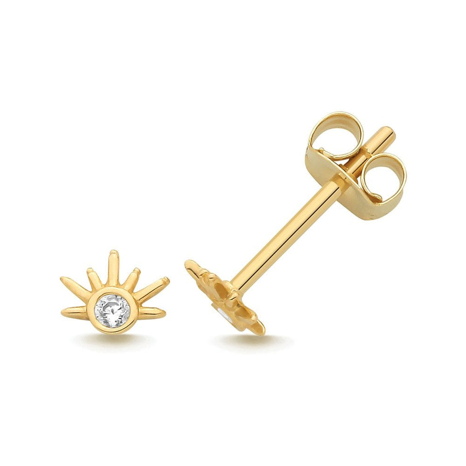 Francis & Gaye 9ct Yellow Gold Stone Set Sunray Earrings
