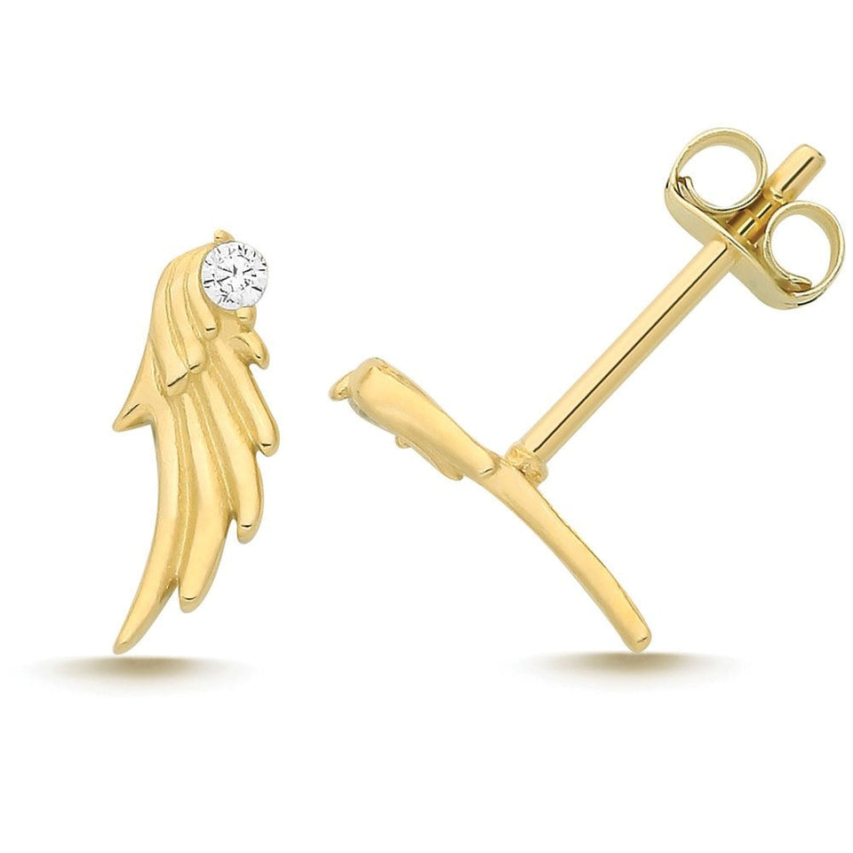 Francis & Gaye 9ct Yellow Gold Stone Set Wing Earring Studs