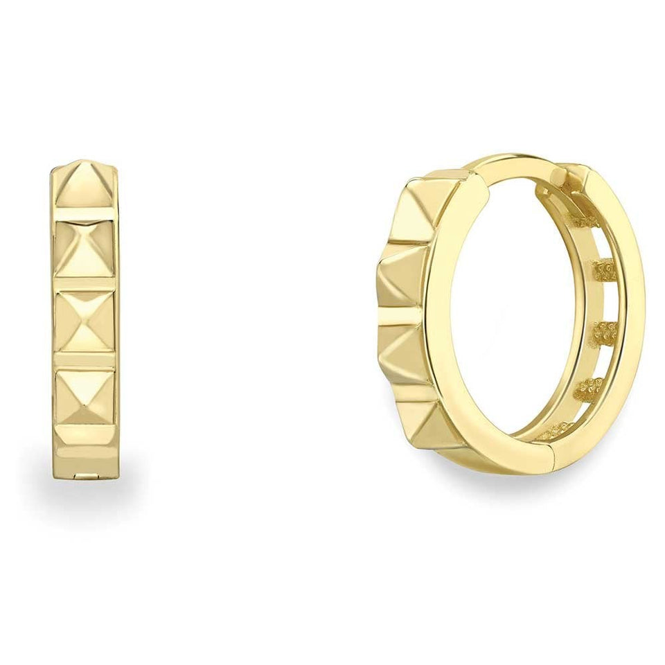 Francis & Gaye 9ct Yellow Gold Studded Huggie Hoops