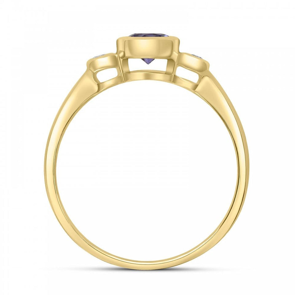 Francis & Gaye 9ct Yellow Gold Tanzanite & Diamond Ring - UK Size N