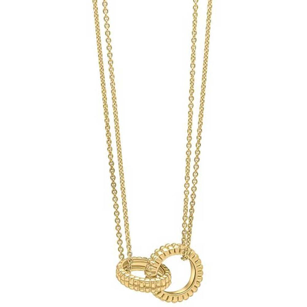 Francis & Gaye 9ct Yellow Gold Textured Interlocking Ring Necklace