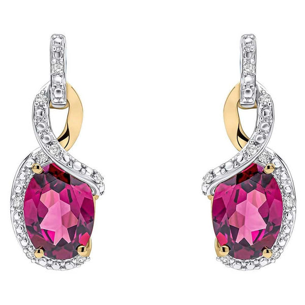 Francis & Gaye 9ct Yellow Gold Twist Garnet Earring Drops
