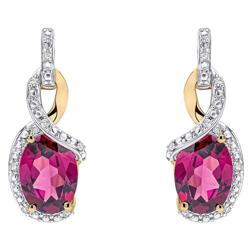 Francis & Gaye 9ct Yellow Gold Twist Garnet Earring Drops