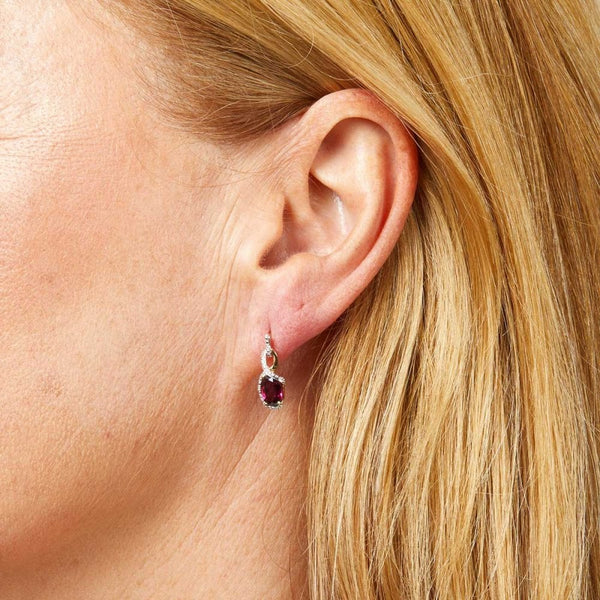 Francis & Gaye 9ct Yellow Gold Twist Garnet Earring Drops