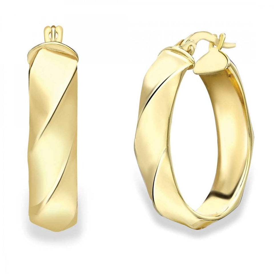 Francis & Gaye 9ct Yellow Gold Twist Hinged Hoops
