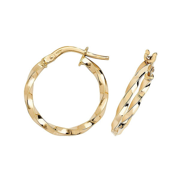 Francis & Gaye 9ct Yellow Gold Twisted Hoops