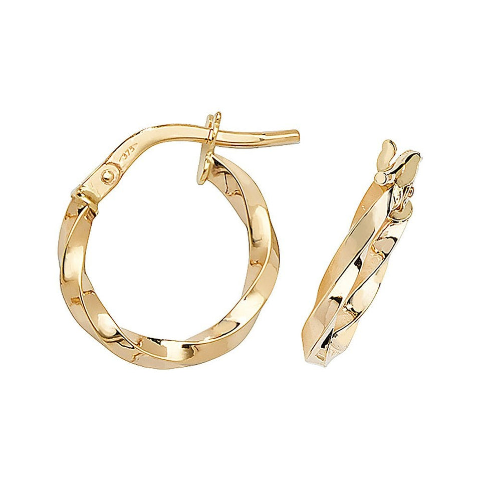 Francis & Gaye 9ct Yellow Gold Twisted Hoops