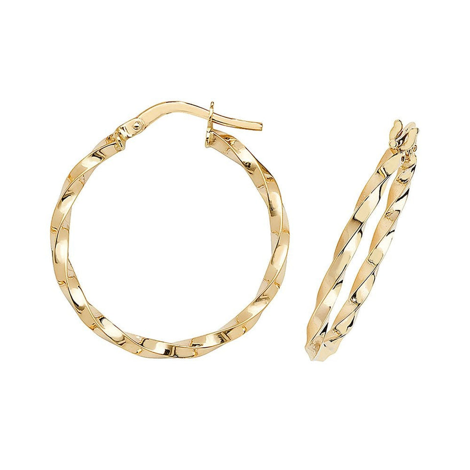 Francis & Gaye 9ct Yellow Gold Twisted Hoops