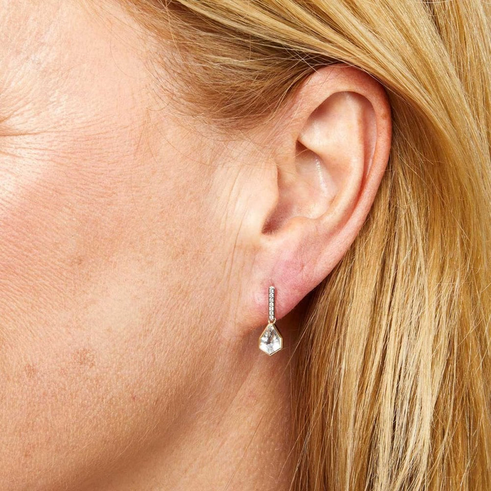 Francis & Gaye 9ct Yellow Gold White Topaz Earring Drops