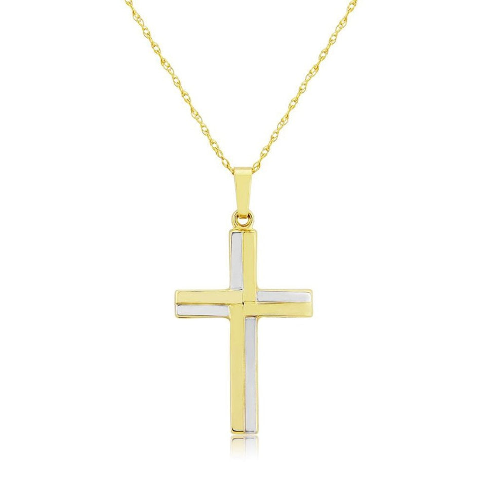 Francis & Gaye 9ct Yellow & White Gold Cross Necklace
