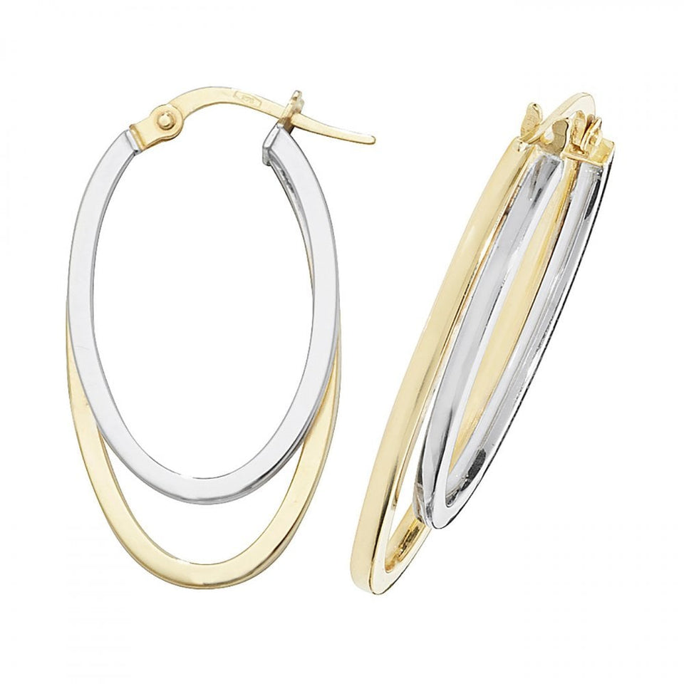 Francis & Gaye 9ct Yellow & White Gold Double Oval Hoop Earrings