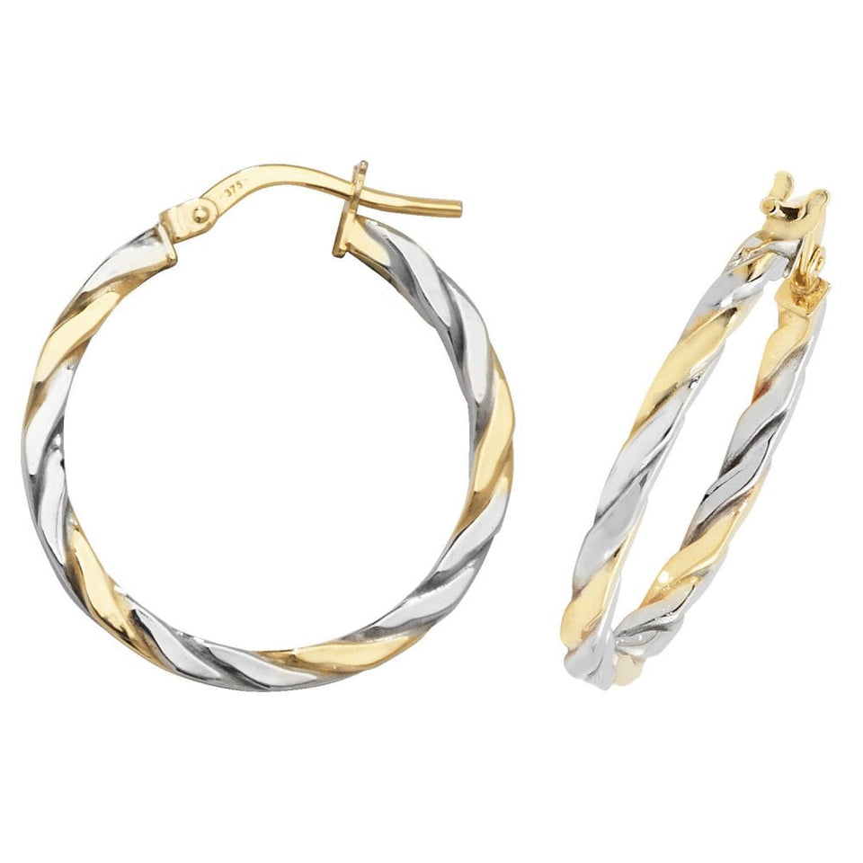 Francis & Gaye 9ct Yellow & White Gold Twisted Hoop Earrings