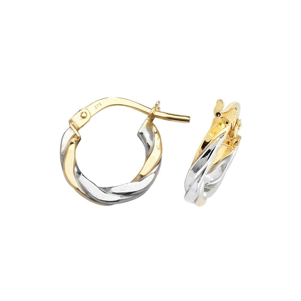 Francis & Gaye 9ct Yellow & White Gold Twisted Hoop Earrings