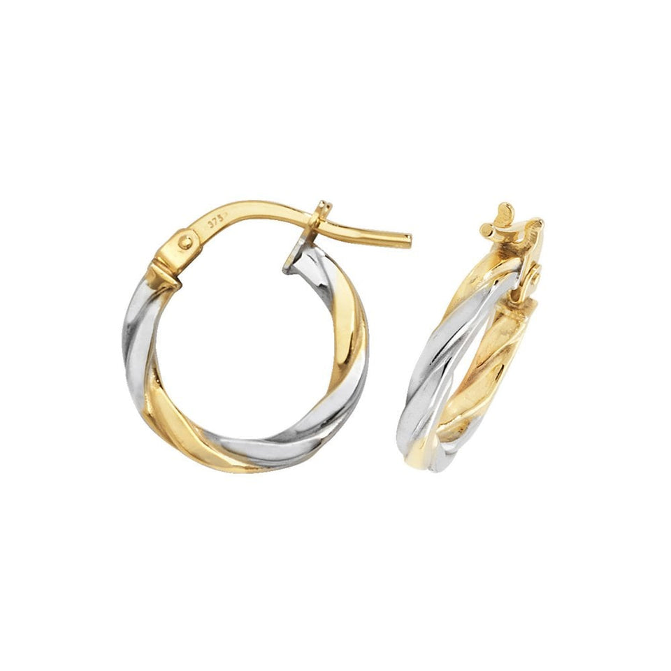 Francis & Gaye 9ct Yellow & White Gold Twisted Hoop Earrings