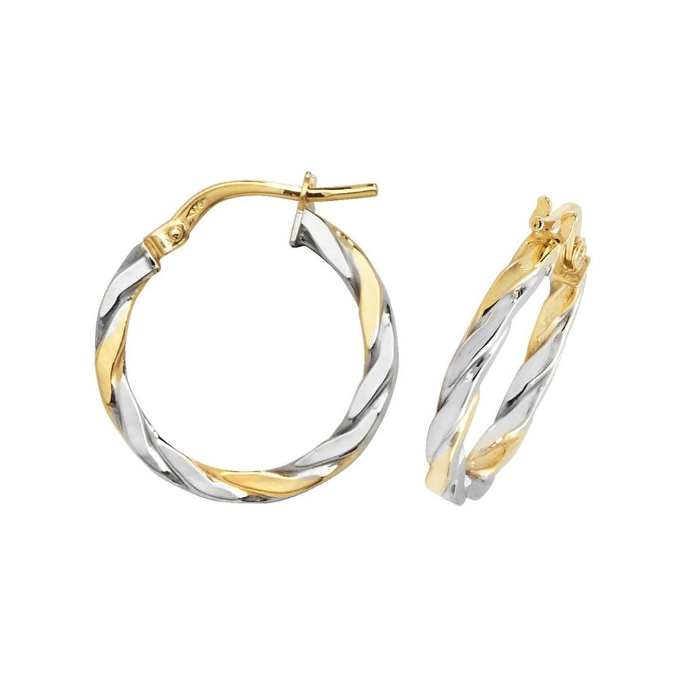 Francis & Gaye 9ct Yellow & White Gold Twisted Hoop Earrings
