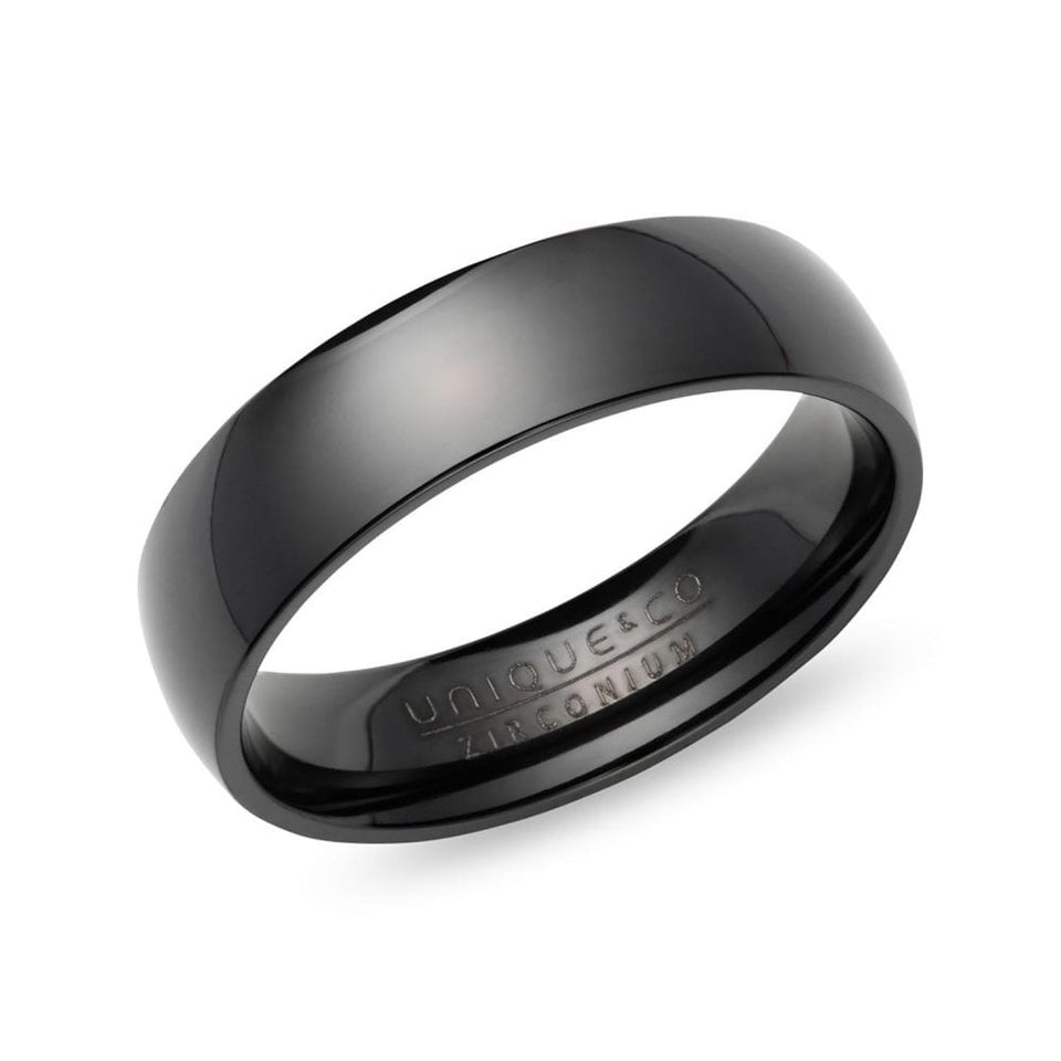 Francis & Gaye Gent's Black Zirconium Polished 6mm Ring