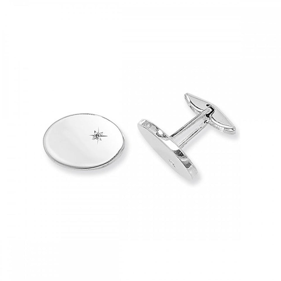 Francis & Gaye Gents Oval Diamond Set Cufflinks