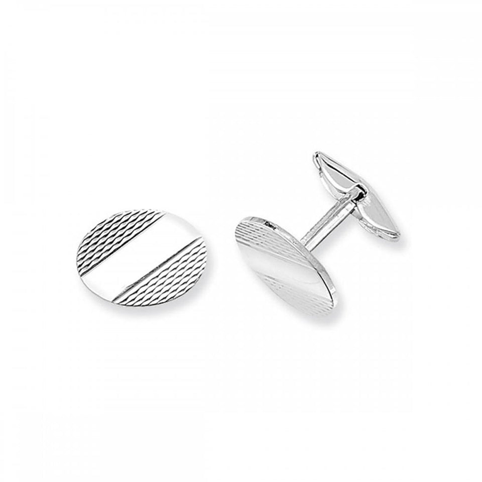 Francis & Gaye Gents Oval Engraved Cufflinks