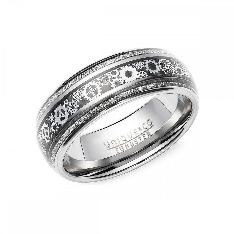 Francis & Gaye Gents Tungsten Carbide Black Carbon Fibre Meteorite 7mm Ring