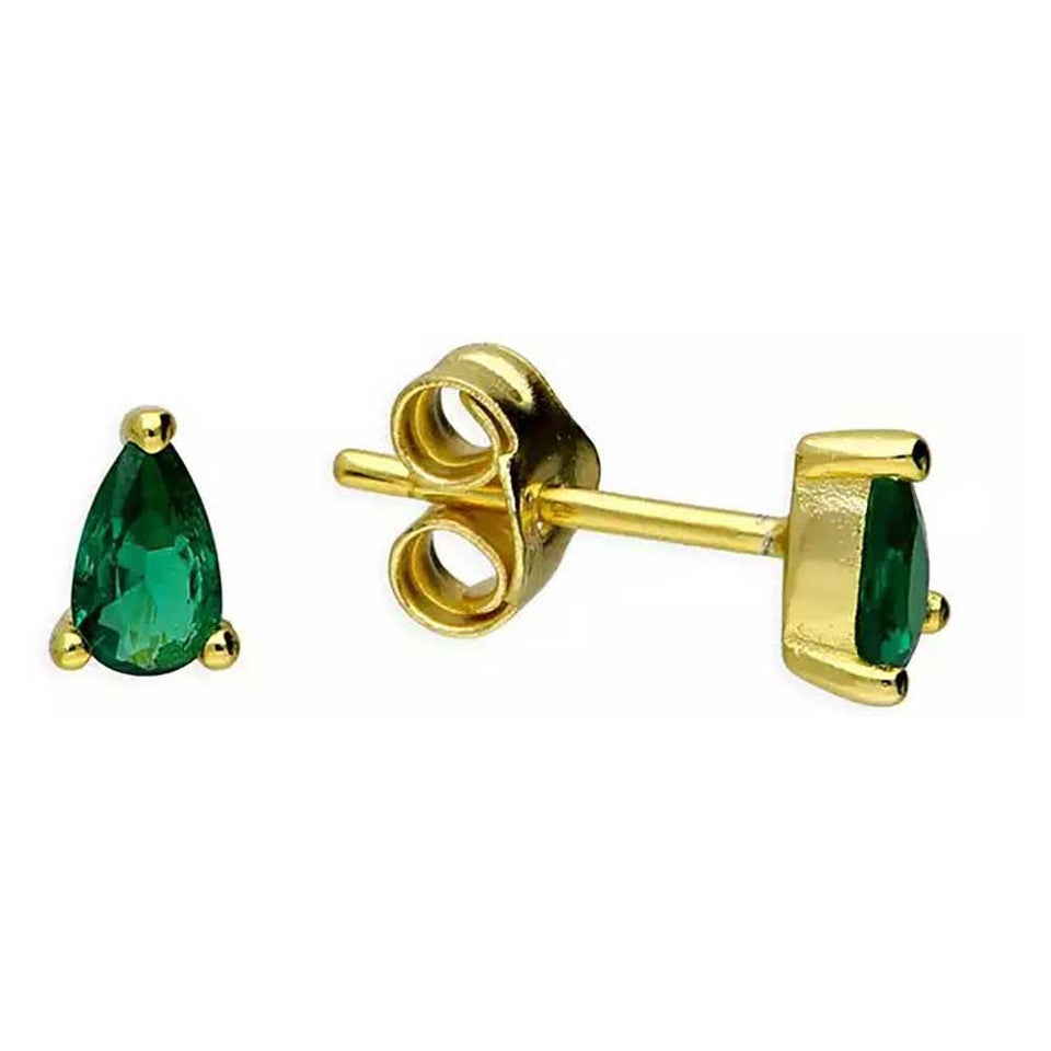 Francis & Gaye Gold Plated Green Teardrop Earrings