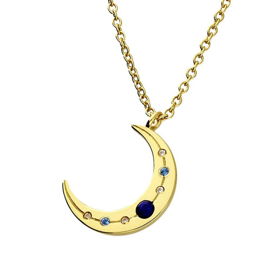 Francis & Gaye Gold Plated Lapis Moon Necklace