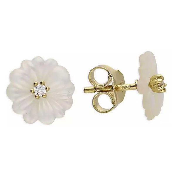Francis & Gaye Gold Plated Mother of Pearl Flower Earrings