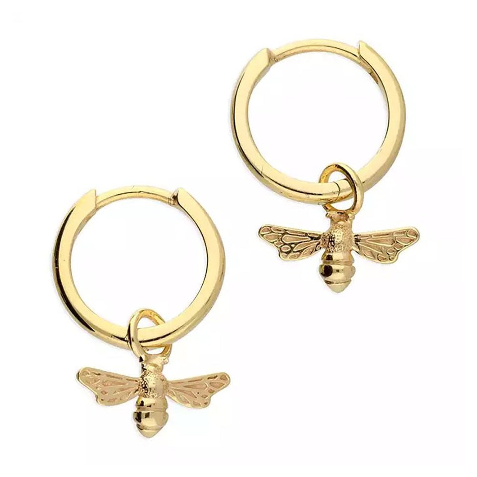 Francis & Gaye Gold Plated Silver Bee Hinged Huggie Hoops
