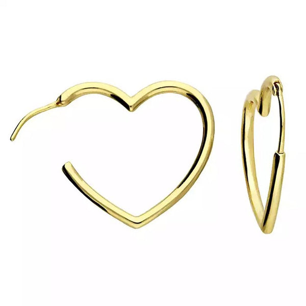 Francis & Gaye Gold Plated Silver Open Heart Hinged Hoops