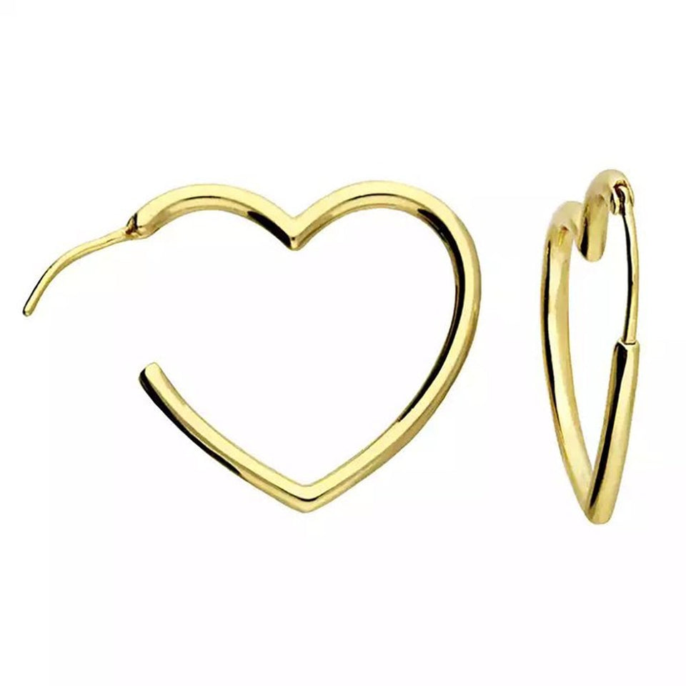 Francis & Gaye Gold Plated Silver Open Heart Hinged Hoops