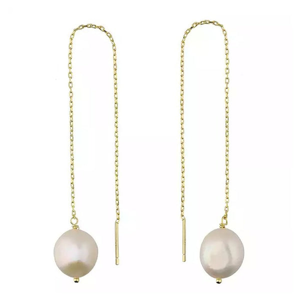 Francis & Gaye Gold Plated Silver Pearl Pull Through Earrings
