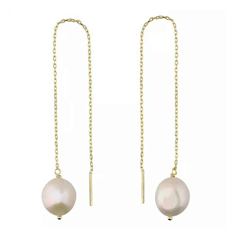 Francis & Gaye Gold Plated Silver Pearl Pull Through Earrings