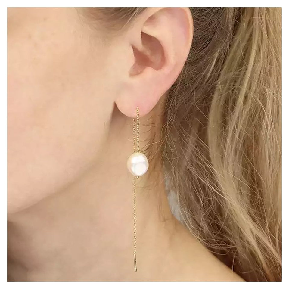 Francis & Gaye Gold Plated Silver Pearl Pull Through Earrings
