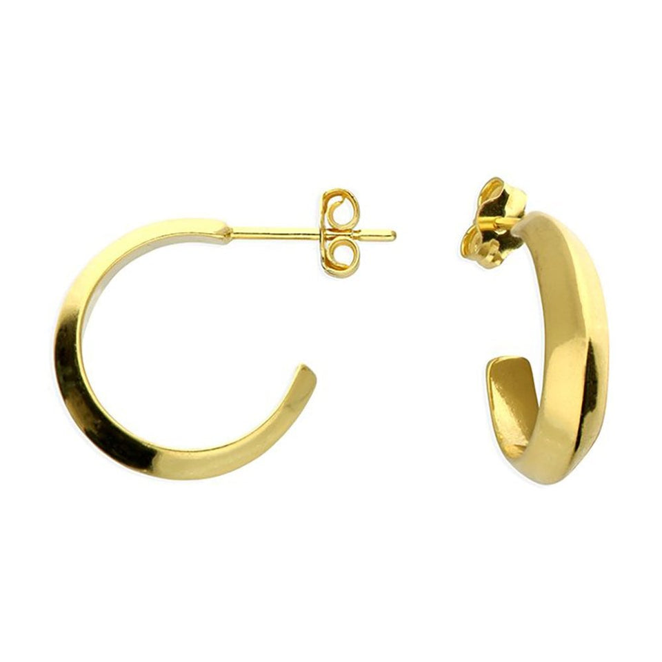 Francis & Gaye Gold Plated Silver Razor Edge Half-Hoop Earrings