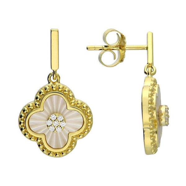 Francis & Gaye Gold Plated Silver Shell Clover Earring Drops