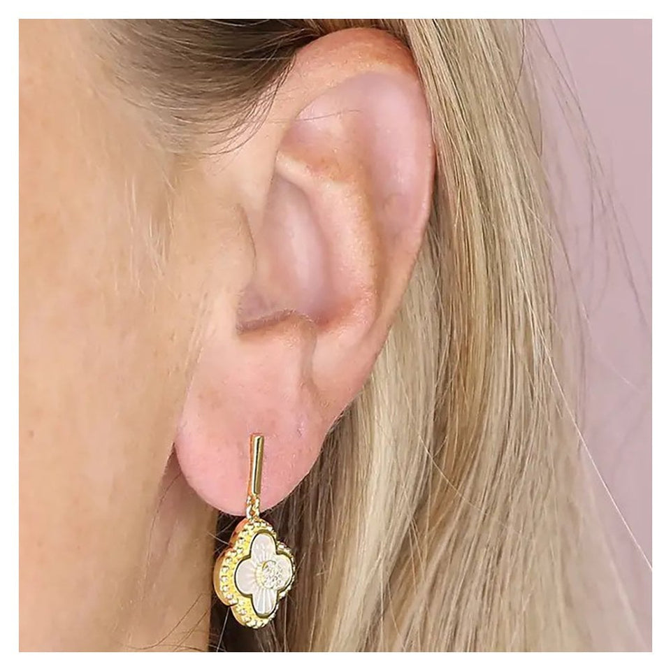 Francis & Gaye Gold Plated Silver Shell Clover Earring Drops